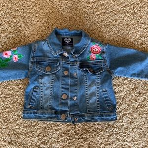 Adorable children’s flower embroidered jean jacket